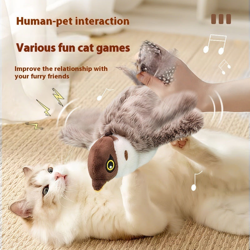 Interactive Bird Sound Toy - Electric Shaking Plush Sparrow