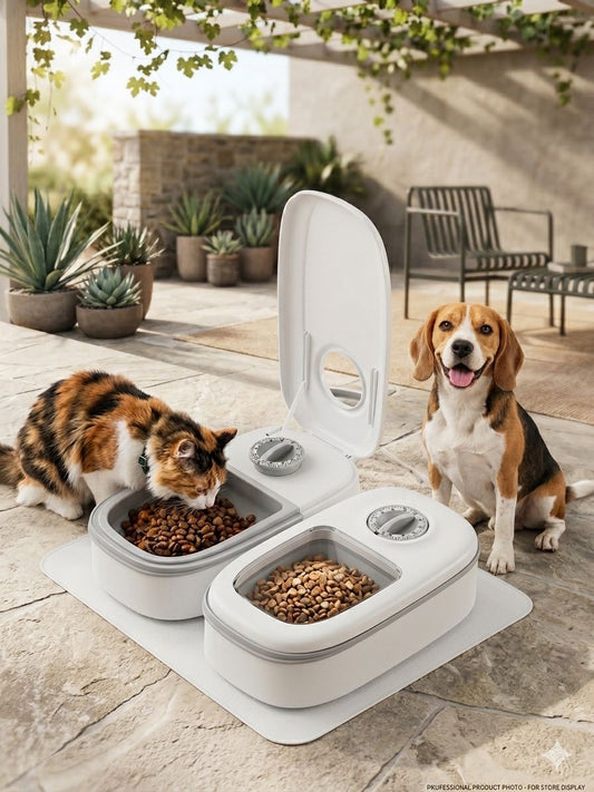 Dog Cat Smart Gravity Feeder — Auto Food Dispenser for Busy Pet Parents | Stainless Steel Bowl for Cats & Dogs | Feed Smart, Live Free
