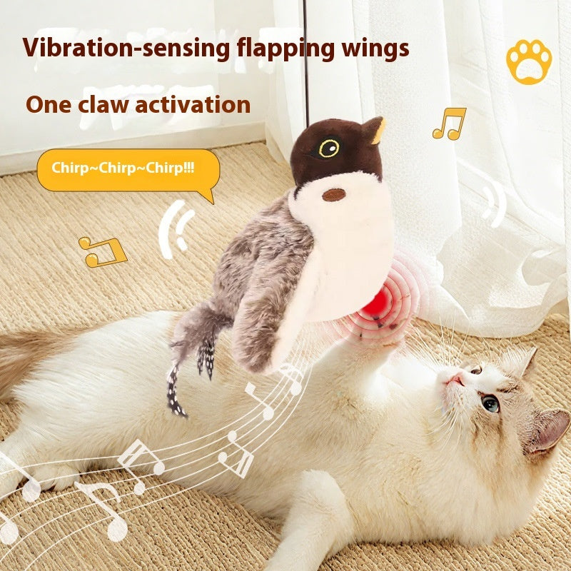 Interactive Bird Sound Toy - Electric Shaking Plush Sparrow